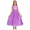 thumbnail image 6 of IBTOM CASTLE Flower Girl Dresses Junior Wedding Bridesmaid Prom Party Chiffon Floral Lace Flowy Maxi Princess Pageant Long Communion Gown 7-8 Years Light Purple, 6 of 8