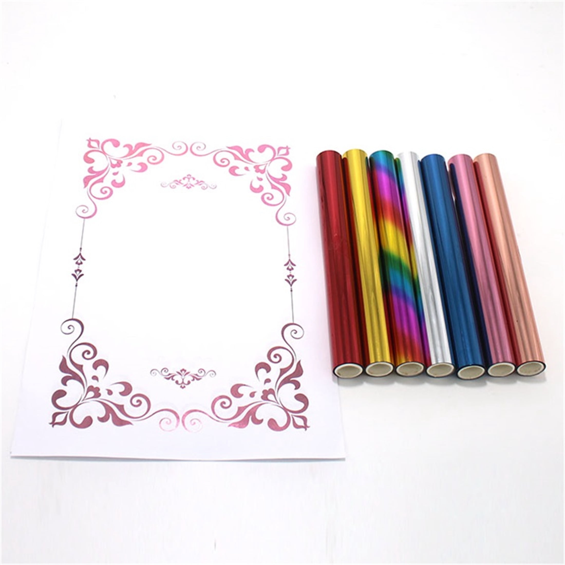 Briartw 7 Roll 196.85x7.6 inch Toner Reactive Foil Paper/Hot Stamping Foilby Laser Printer and Laminator for Make a Greeting Card, Wedding Invitation
