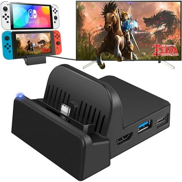 Switch Dock for Portable Switch Docking Station for TV with 4K HDMI/USB 3.0 Ports/USB C Charging Port, Switch Charging Dock Replacement for Official Switch Dock