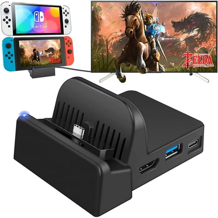 Switch Dock for Nintendo Switch, Portable Switch Docking Station for TV with 4K HDMI/USB 3.0 Ports/USB C Charging Port, Switch Charging Dock Replacement for Official Nintendo Switch Dock