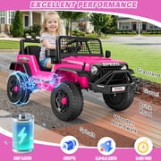 VIBESPARK 12V Ride on Toys for Toddlers Ride on Cars with Remote Control, Electric Ride on Truck Car w/ Bluetooth, Music, Stories, Battery Indicator, Volume Adjustment, Breathing Light, Pink