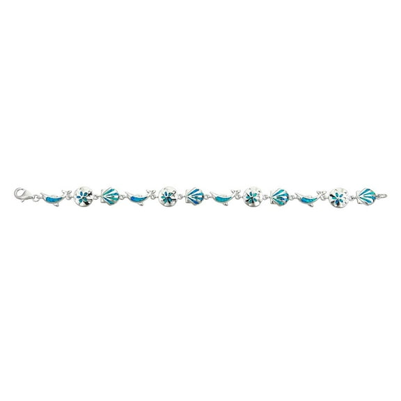 Decadence Sterling Silver Created Opal Nautical Bracelet