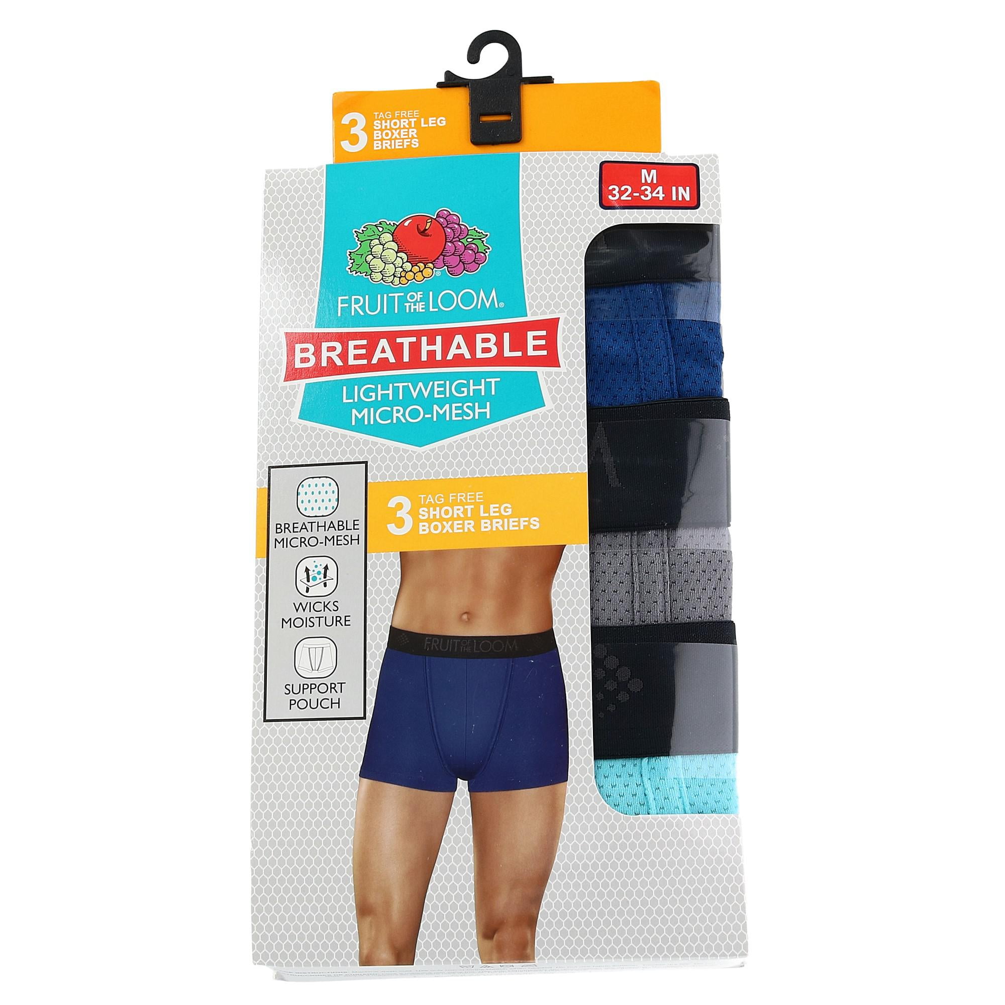 Fruit of the Loom Men's Breathable Short Leg Boxer Briefs (3 Pair Pack