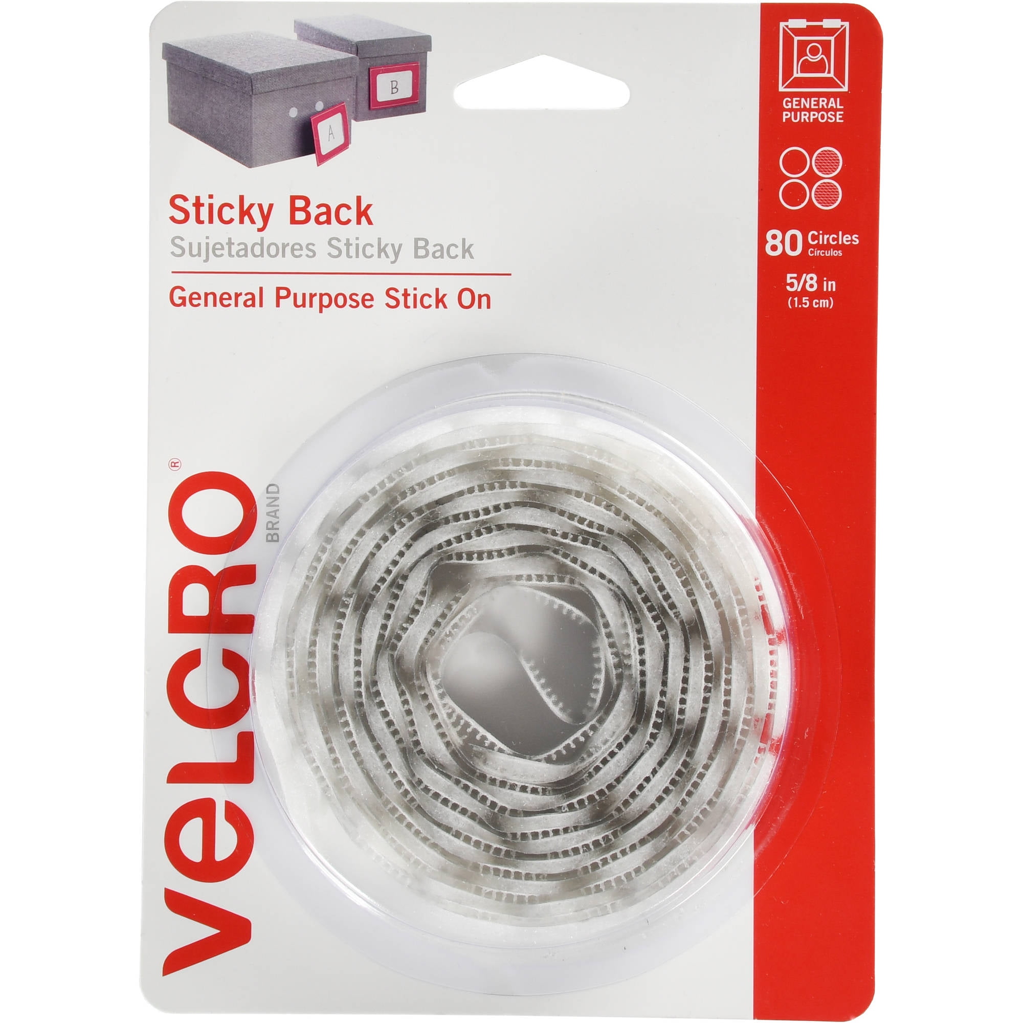 VELCRO Brand Dots with Adhesive White | Sticky Back Round Hook and Loop Closures for Organizing, Arts and Crafts, School Projects, 5/8in Circles 80 ct