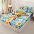 thumbnail image 2 of Castle Fairy Girls Paint Textured Giraffe Zipper Full Size Comforter Sets with Fitted Sheet and 2 Pillowcases,Daisy Floral Sky Zipper Bedding Set,Brown Yellow Blue,Reversible,4pcs, 2 of 6