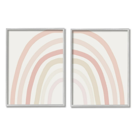 Stupell Industries Children's Soft Pastel Rainbow Shape Pink Beige Arches, 24 x 30, Design by Leah Staatsma