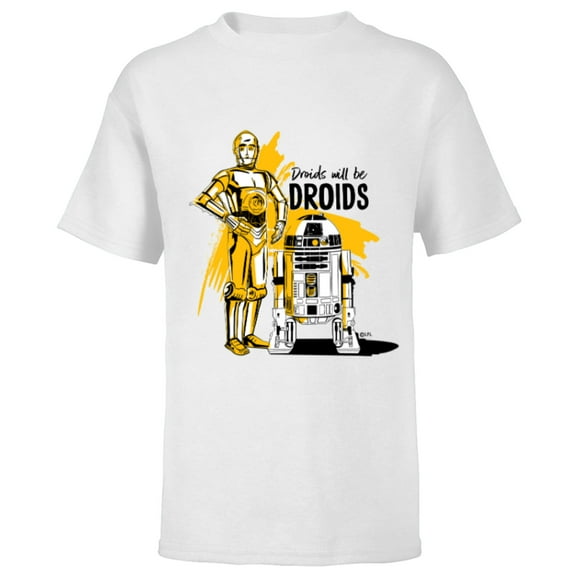 Star Wars C-3PO & R2-D2 Droids Will Be Droids - Short Sleeve T-Shirt for Kids - Customized-White