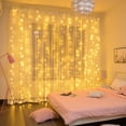 thumbnail image 3 of Yeacher 10 X 10FT 300LEDs Curtain String Lights Curtain Fairy Lights Copper Wire Waterfall Lights with 4 Music & 8 Modes Remote Control for Wedding Party Home Christmas Decorative Hanging Lights, 3 of 8