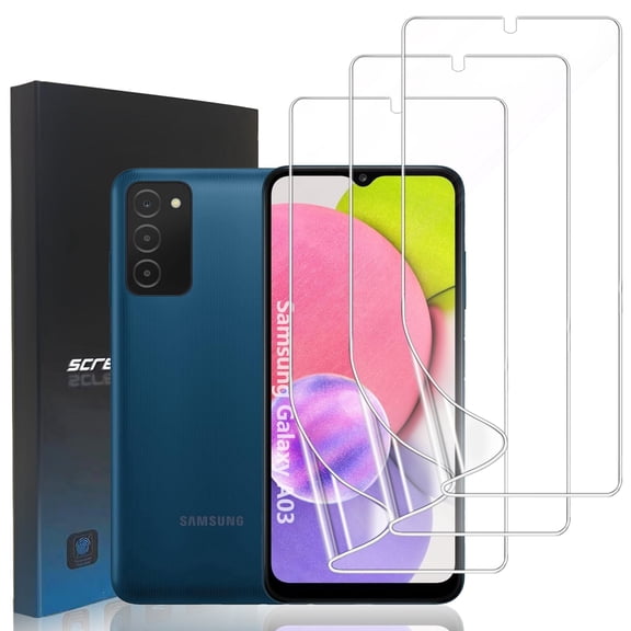 ZYQEEE [3 Pack] Clear Screen Protector for Samsung Galaxy A03/A03s 6.5", Soft TPU Protective Film [Not Tempered Glass],Support Fingerprint,Case Friendly