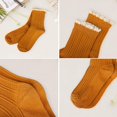 thumbnail image 3 of Women Socks Lace Ruffle Frilly Turn Cuff Casual Ankles Socks Vintage Lovely Double Needle Lady Socks 3Pairs ﻿, 3 of 7