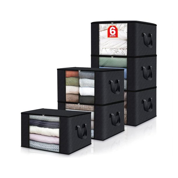 Bolsa de almacenamiento para edredón de dormitorio, caja de almacenamiento no tejida, caja de almacenamiento para cama de tela para ropa, paquete de 6 bolsas de almacenamiento para ropa, bolsa de