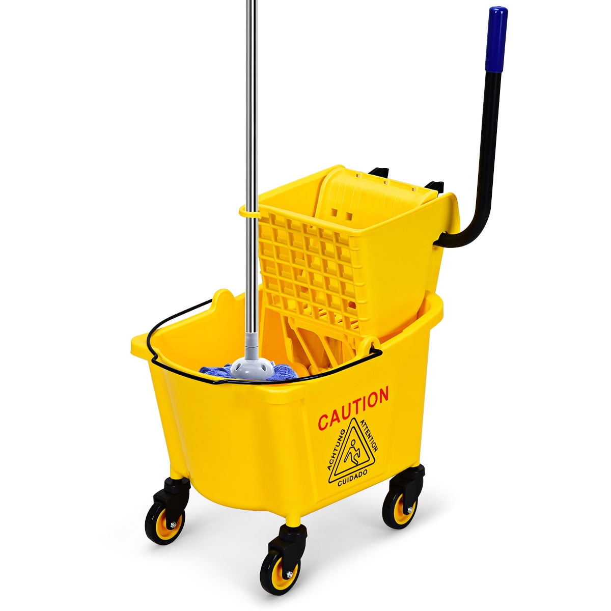●Rudeway Costway Commercial Mop Bucket Side Press Wringer on Wheels