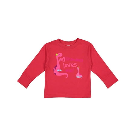 

Inktastic My Grandma Loves Me Girls Dinosaur Gift Toddler Toddler Girl Long Sleeve T-Shirt