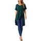 thumbnail image 2 of INSPIRAR CHIC Blusas de Mujer de Manga Corta Asimétricas con Nudo en la Cintura, Top Elegante Casual, Cuello en V, S Verde Profundo, 2 of 6