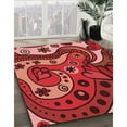 thumbnail image 3 of Ahgly Tapis Rond Lavable en Machine Intérieur Transitionnel Rouge, 8 Pieds Rond, 3 of 7