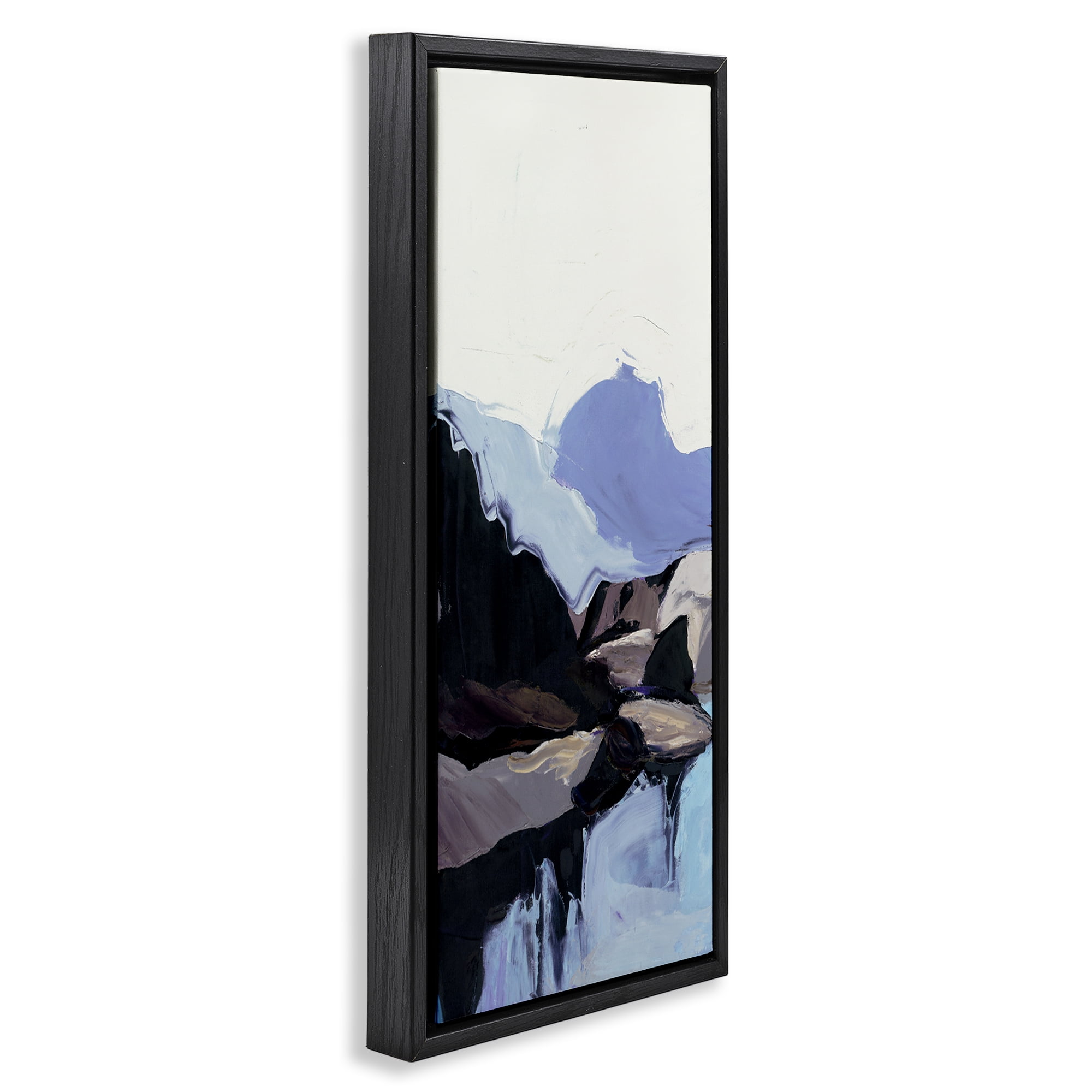 Stupell Industries Flowing Abstract Mountains Landscape & Nature Painting Black Floater Framed Canvas Art Print Wall Art, 11 x 25