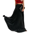 thumbnail image 2 of Joernso Elastic High Waist Pleated Skirt Women Solid Color Large Hem A-Line Long Skirt Work Leisure Skirt Streetwear, 2 of 7