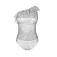 thumbnail image 5 of Wukai Silver Glitter Chic One Shoulder Swimwear with Ruffle Design and Tummy Control Skirt: Fashionable, Supportive, Comfortable for Beach-XX-Large, 5 of 7