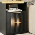 thumbnail image 3 of LIKIMIO Modern Nightstand with 2 Drawers and Open Shelf, Wood Fluted Bedside Table, Black, 3 of 7