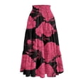 thumbnail image 4 of Women's Printed Casual Skirt Floral Pattern High Waist Flowy Midi Length Summer Fashion A Line Hot Pink L, 4 of 5