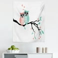 thumbnail image 1 of Teal and White Tapestry, Owl Couple Sitting on Tree Branch Valentines Romance Love, Fabric Wall Hanging Decor for Bedroom Living Room Dorm, 5 Sizes, Turquoise Coral Black, by Ambesonne, 1 of 1