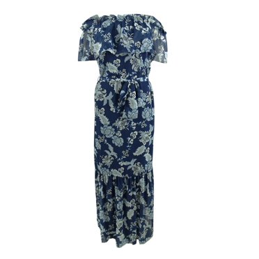 Lauren Ralph Lauren Women's Floral Off-the-Shoulder Maxidress (2, Blue)