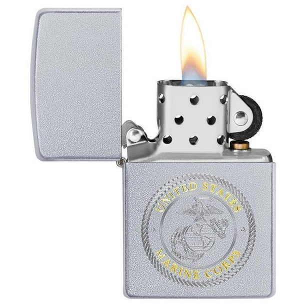 49150 Zippo United States Marine Corps Satin Chrome Pocket Lighter