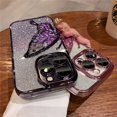 thumbnail image 3 of Gradient Glitter Butterfly Quicksand Plating Clear Phone Cases for iPhone 15 11 12 13 14 Pro Max Shockproof Soft Silicone Cover ZR, 3 of 7