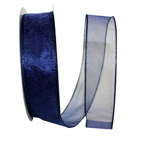 UPC: 0840108864940 | JAM Paper Sheer Wired Ribbon  1 1/2 Inches x 50 Yards  Navy Blue  1/Pack