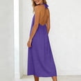 thumbnail image 7 of Gamivast Dresses for Women Linen Halter V-Neck Sleeveless Maxi Dress with Pockets Casual Loose Fit Button Front Summer Beach Vacation Dress Purple S, 7 of 7