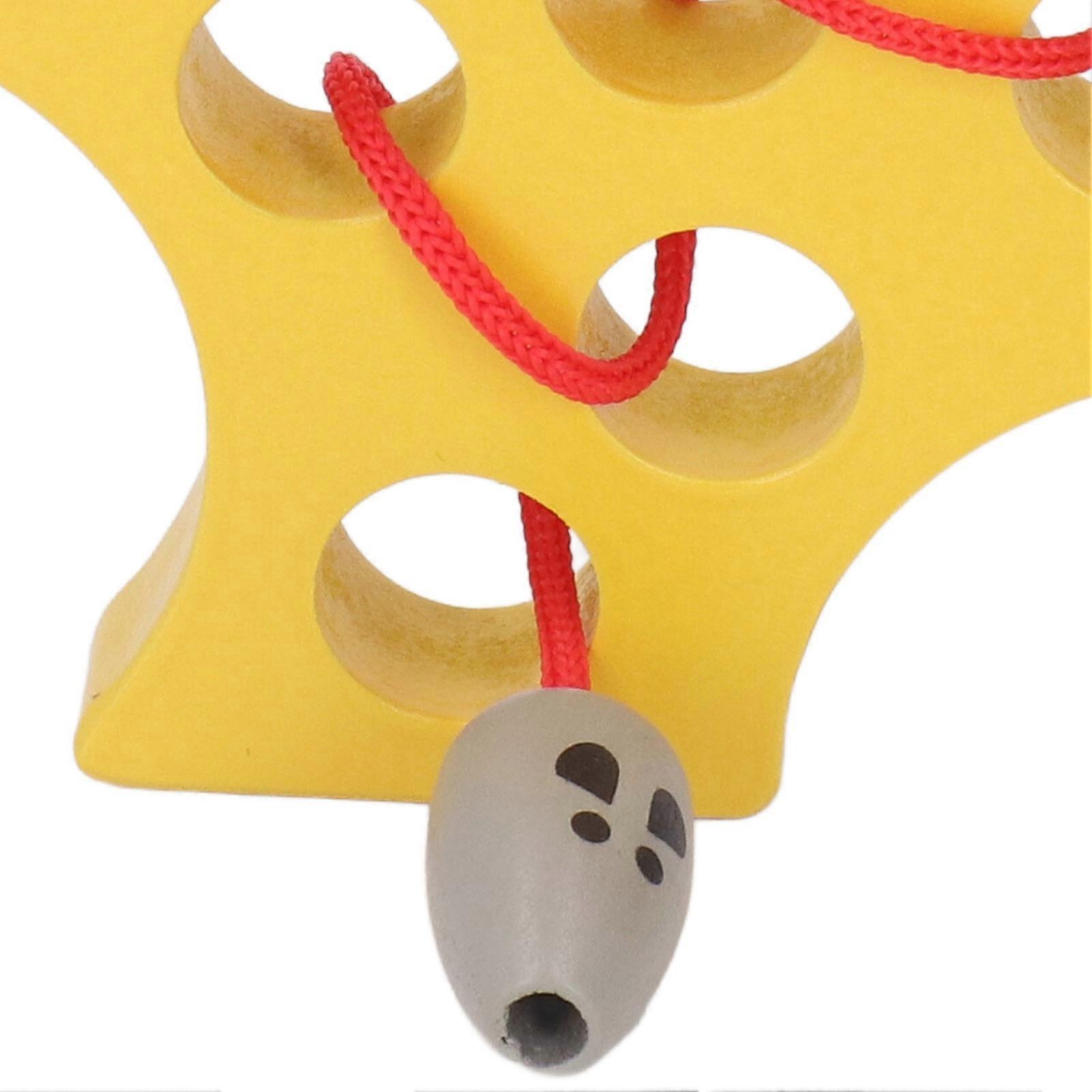 Wooden Threading Game Toy Improve Motor Skills Patience Cheese Shaped ...