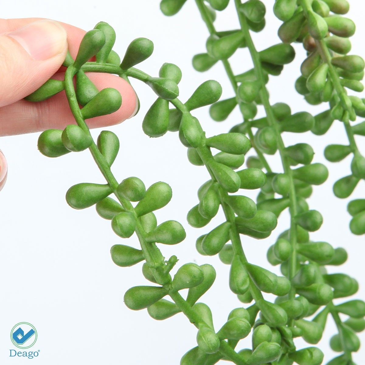Deago 4Pcs 24" Artificial Succulents Hanging Plants Fake String of Pearls Hanging Vine for Wedding Party Home Garden Wall Decoration (Green)