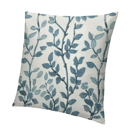 

QCPP Classical Jacquard Teal Leaf Pattern Square Decorative Short Plush Pillowcase 1-Pack Aesthetic Home Decor 24x24in
