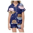 thumbnail image 1 of Adorable Printed Girls Pajama Set Short Sleeve Button Up Top with Comfy Shorts for Cozy Home Wear and Relaxation, 1 of 6
