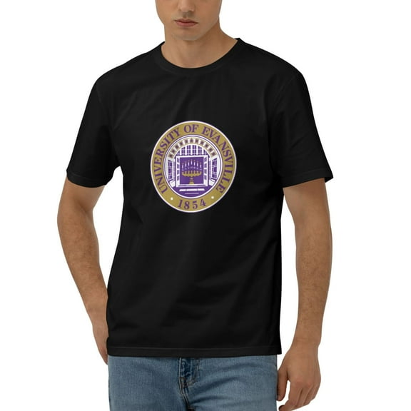 University Of Evansville Logo Men'S 170g Combed Cotton Short Sleeve T-Shirt