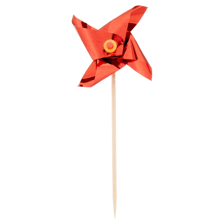 Unique Pinwheel Toothpicks - 12 Pack, 4" Tall Assorted Color Foil Picks For Cupcakes & Appetizers