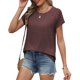 thumbnail image 4 of Puntoco Liquidación de blusas cortas para mujer, blusa de manga corta de color liso a la moda para mujer, camiseta informal con cuello redondo, 4 of 5