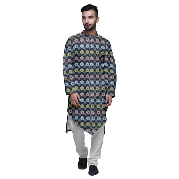 Atasi Kurta à Manches Longues Imprimé avec Ensemble Pyjama pour Vêtements d'Été pour Hommes
