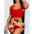 thumbnail image 2 of Women's Set Hawaii Beach Holiday Wind Numerical Print Tank Tops & Shorts 2 Piece Set, 2 of 5