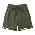 thumbnail image 3 of GUACER Casual Shorts for Women High Waisted Boho Drawstring Beach Shorts with Eyelet Cutout Hem & Big Pockets, 3 of 8