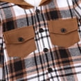 thumbnail image 6 of Duqingm Toddler Baby Boy Clothes Contrast Color Boy Fall Winter Outfit Long Sleeve Letter Plaid Hoodie Sweatshirt Plaid Jogger Pants Plaid Hoodie Set (Brown,2-3 Years), 6 of 7