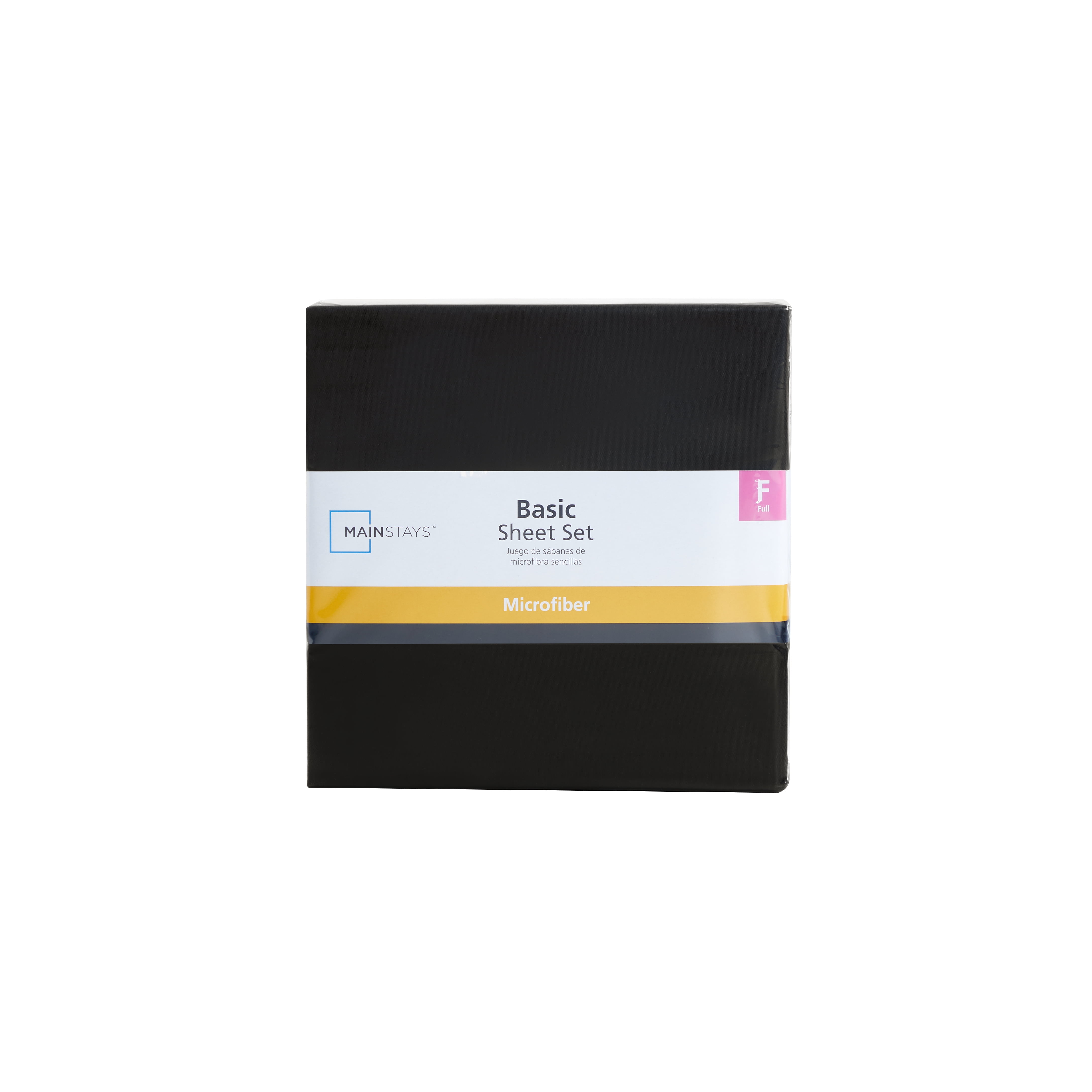 Mainstays Basic Value Microfiber Bed Sheet Set, Rich Black, Full, 4 Piece