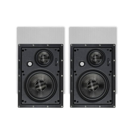 UPC: 0889028093825 | Monoprice 3-Way Carbon Fiber In-Wall Speakers – 6.5 Inch (Pair) With Magnetic Grille – Alpha Series