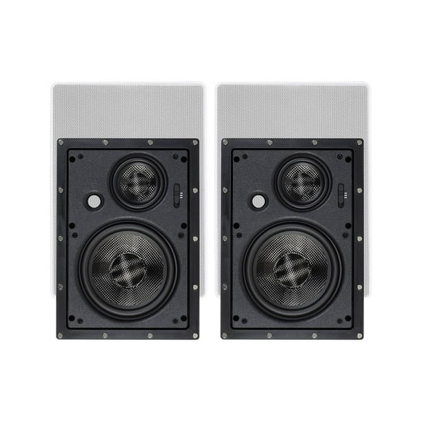 Monoprice 3Way Carbon Fiber InWall Speakers 6.5 Inch (Pair) With