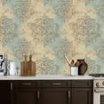 thumbnail image 2 of Vintage Peel and Stick Wallpaper 17.7in x 9.8ft Vintage Floral Damask Soft Beige Blue Tones Contact Paper Vinyl Waterproof Self Adhesive Wall Paper for Bedroom Shelf Cabinet Renter Friendly, 2 of 8