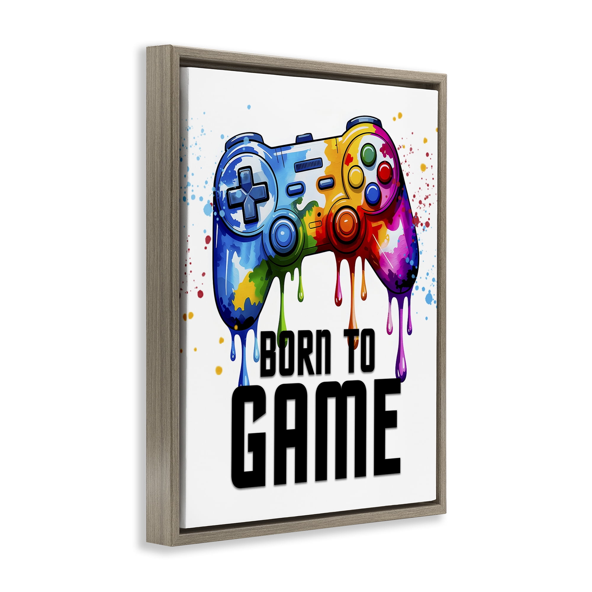 Stupell Industries Born To Game Splash Brown Framed Floater Canvas Wall Art, design by Kim Allen