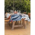 thumbnail image 2 of Outdoor Tablecloth with Umbrella Hole and Zipper, Fall Orange Blue Rectangle Table Cloth 54x80 Inch Waterproof Tablecloth, Thanksgiving Floral Botanical Wooden Picnic Table Cover for Patio Camping, 2 of 7