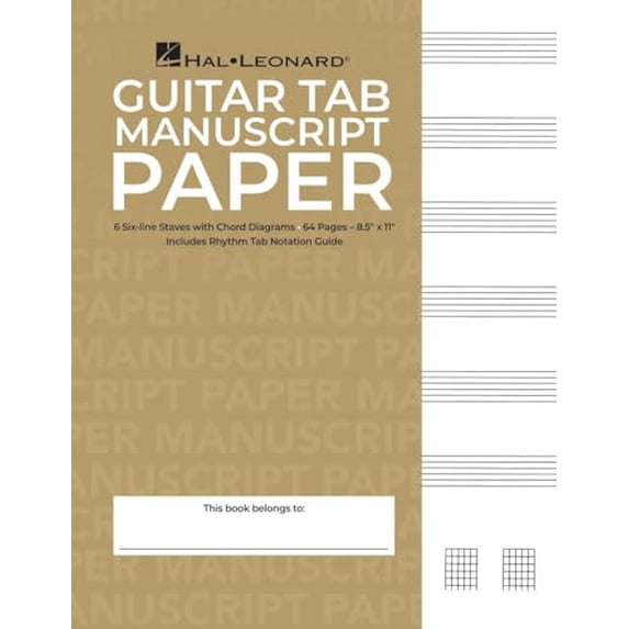 Pre-Owned Guitar Tablature Manuscript Paper Standard Edition 64 Pages for Music Notation and Chord Diagrams, 9780793545988, 0793545986, Paperback,