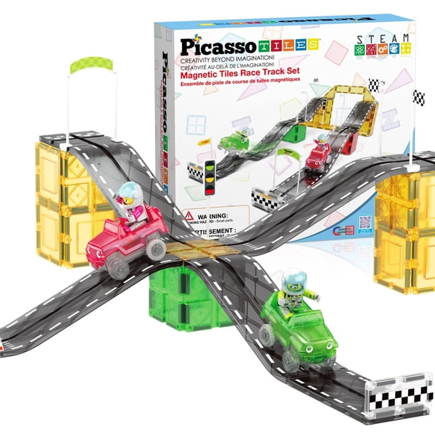 Kit de juguetes con bloques de construcción PicassoTiles Magnet Race Car Track