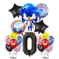thumbnail image 1 of Globo de papel de aluminio para decoración de fiesta de cumpleaños, suministros de actividades para niños, juguetes de baño para bebés, Sonic azul, dibujos animados（26pcs1, 1 of 5